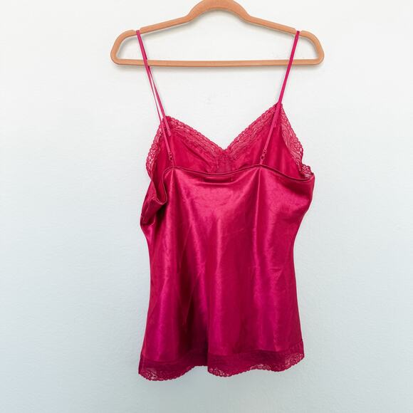 Y2K One Step Up Beaded Lace Cami Dark Pink Size Large Coquette Fairy Glam - Picture 6 of 9